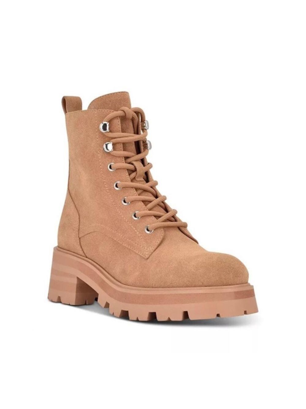 Nib Marc Fisher Lucien Leather Combat Boots in Light Natural